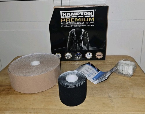 Hampton Adams Premium Kinesiology Tape Beige Uncut & Black Cut Both Missing Some