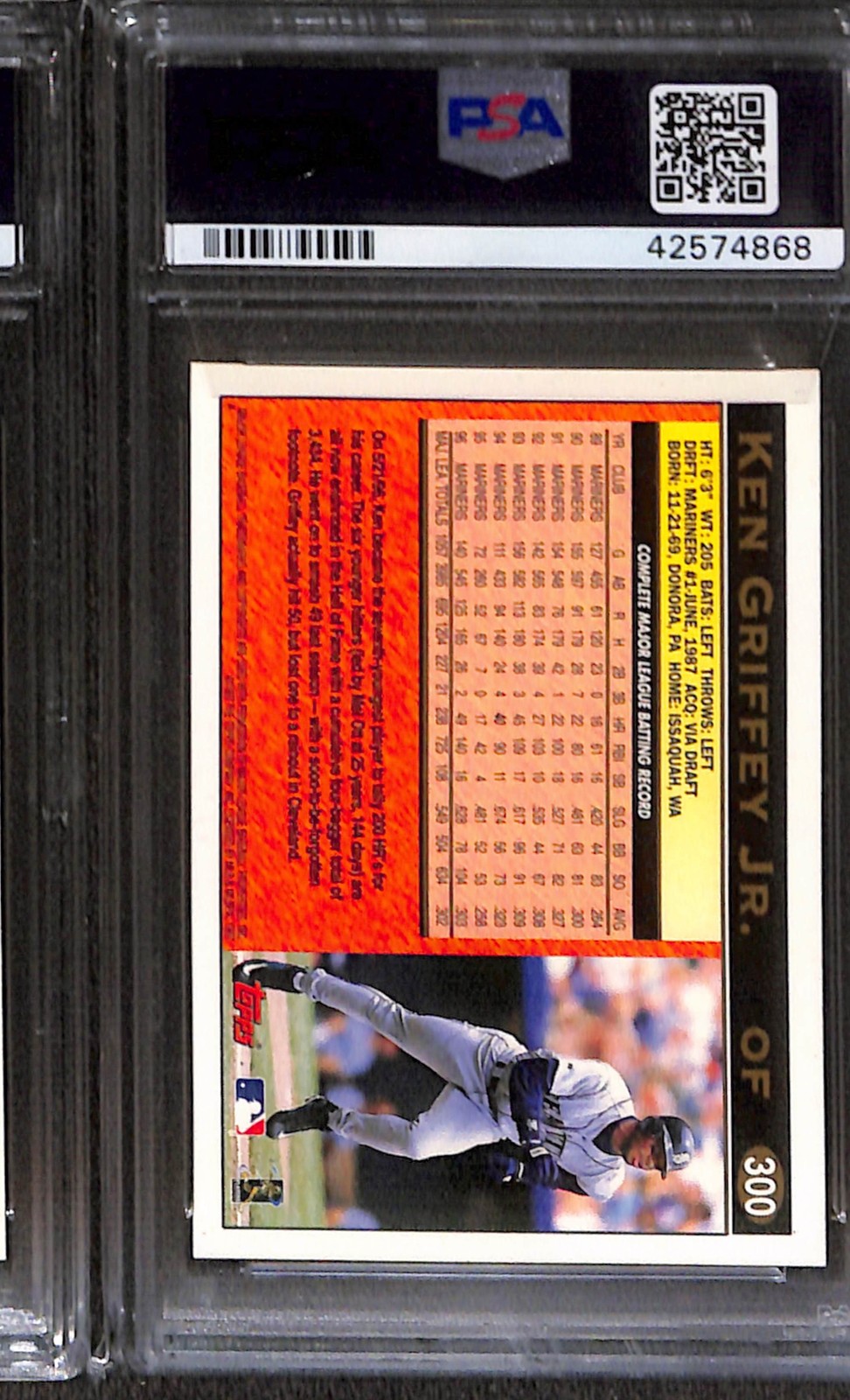 1997 TOPPS #300 KEN GRIFFEY JR. PSA 10 GEM-MT 42574868  view 2