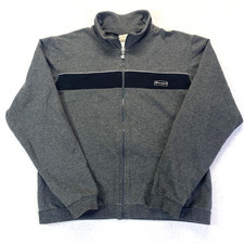 Champion Track Jacket Mens XL Gray Black Stripe Full Zip Vintage Made in USA