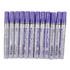 12 Pc Set Purple Decocolor Paint Marker Pens Broad Line Point Oil Based Glossy