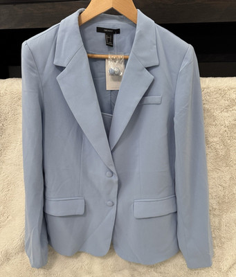 Forever 21 Blue 3-Piece Skirt Suit Set L Single-Breasted Two-Button Notch