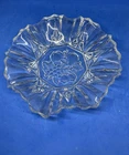 Vtg FEDERAL Clear Glass Pioneer Fluted Edge Bowl Fruit Design 7”