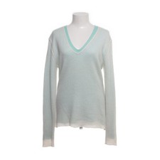 Allude, Strickpullover, Größe: XL, Türkis/Weiß, Kaschmir, Feinstrick, Damen #SV4