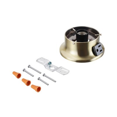 22103-07-1, Flush Mount Ceiling Fixture Shade Holder Kit with Outlet in Antiq...