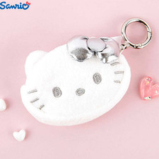 Sanrio Hello Kitty Silver Mini Pouch Coin Purse Keyring Plush Character 90mm
