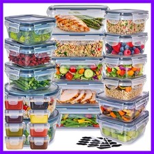 Food Storage Container Set, 50 Piece, Clear Plastic, Airtight Leak-Proof Lids...