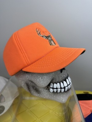 Vintage Blaze Orange Deer Hunter Hat YoungAn Cap Buck Embroidery SnapBack USA
