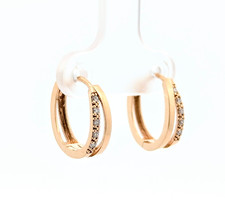 14K Gelbgold runder Brillantschliff Lab gezüchteter Diamant Huggies Creolen