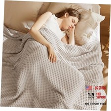 Bedsure 100% Cotton Twin XL Blanket for Spring Twin XL (66" x 90") Linen