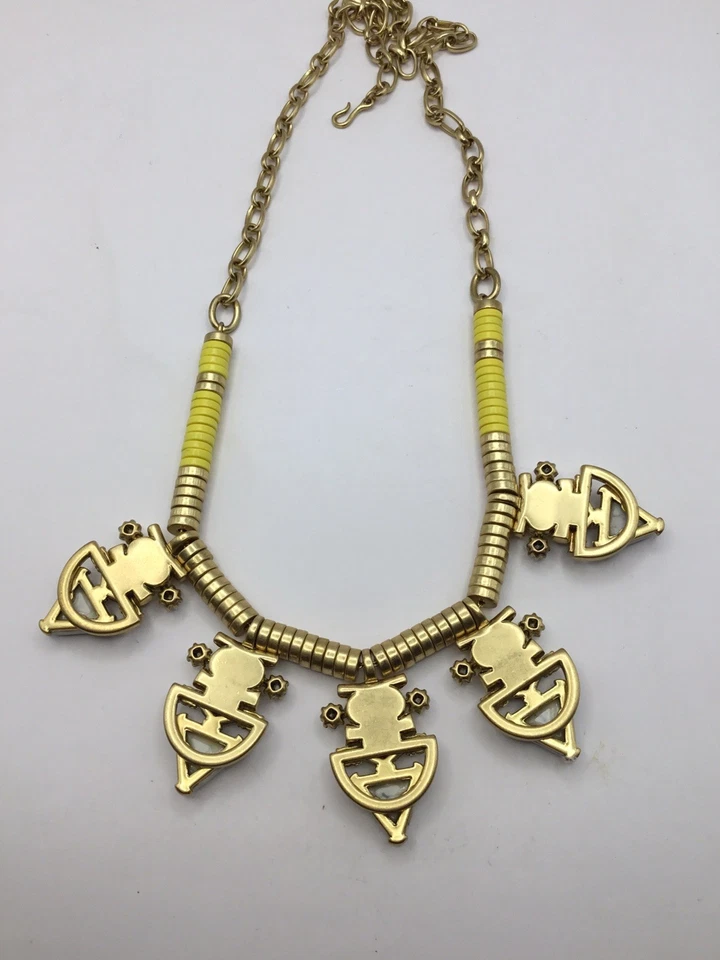 Collar Stella and Dot Pabellón Declaración Oro Amarillo Gris Piedras Geométricas 24" Foto 3 de 4