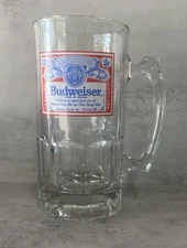 Vintage Budweiser Anheuser-Busch 1 Pint Beer Mug Stein Heavy Glass