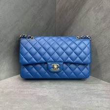 Chanel Classic Flap Medium Shoulder Crossbody Bag Royal Blue Quilted Lambskin