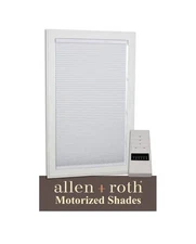 ALLEN + ROTH 27in x 72in White Darkening Blackout  Cordless Motorized Shade