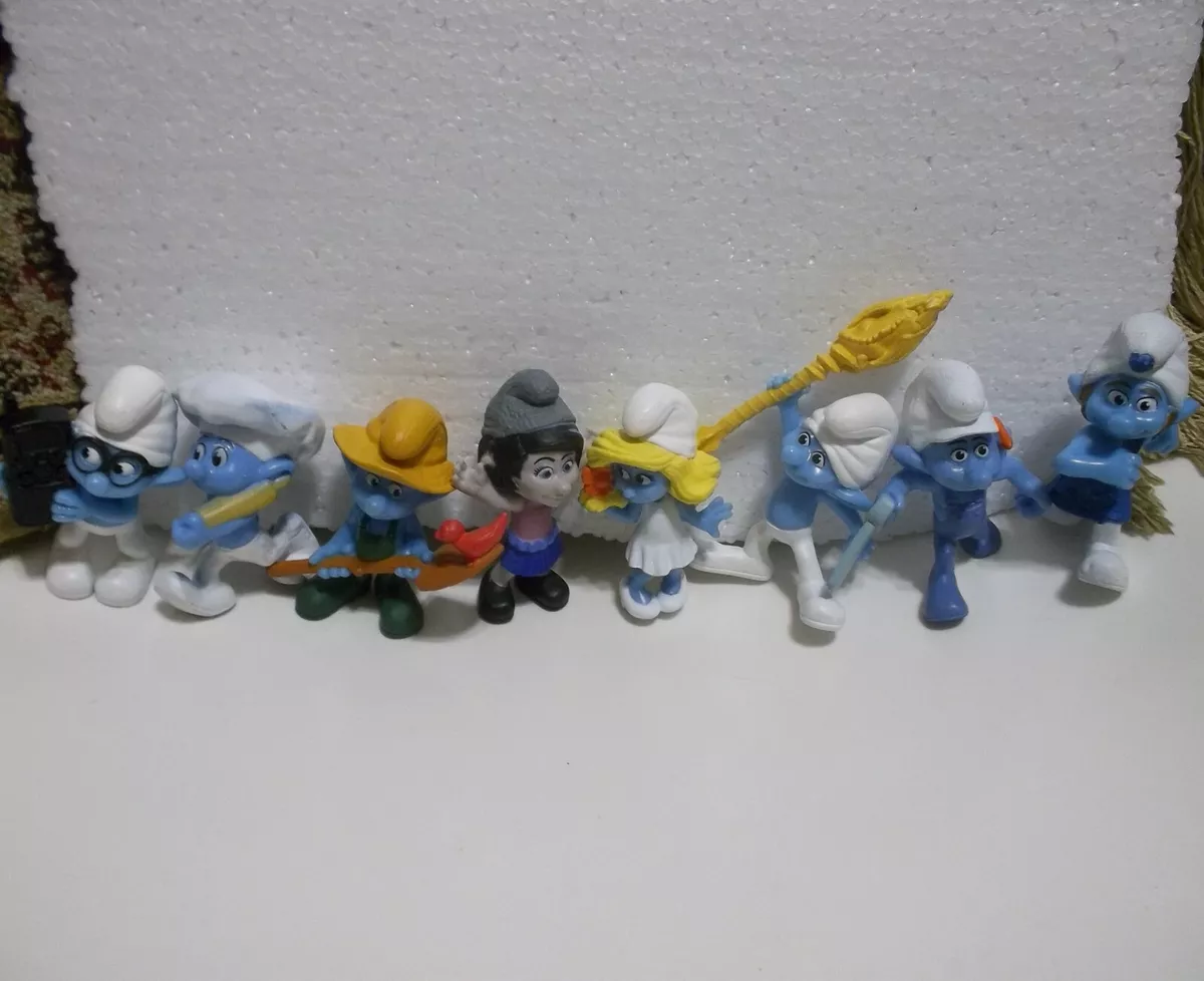 8 SMURFS Toys Farmer Handy Vexy Gutsy Brainy Baker Clumsy Smurfette