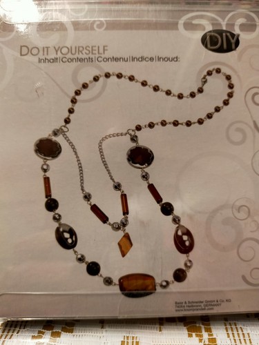 Collier Vintage Plaques émaillées - Caramel Et Chocolat - Emaux D'Art - Doré