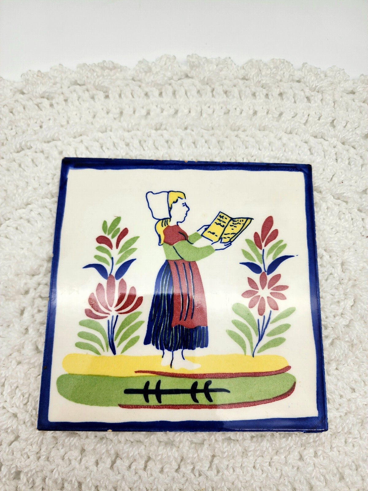 Vintage Soriano Ceramics Hand Painted Dutch Tile Trivet 6"×6" eBay