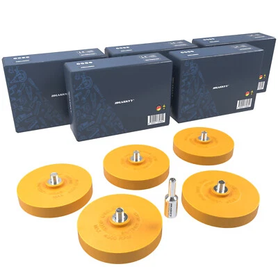 5x Folienradierer Klebegewichte-Entferner Kleber Radierscheibe Ø90mm + Adapter