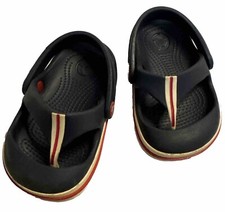 CROCS Navy Thong Heel Strap Sandals Toddler Kids 4-5 Rare Design