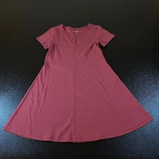 Art Class Ribbed Dress Casual Button Front A-Line Pink/Red Girls Large (10/12)