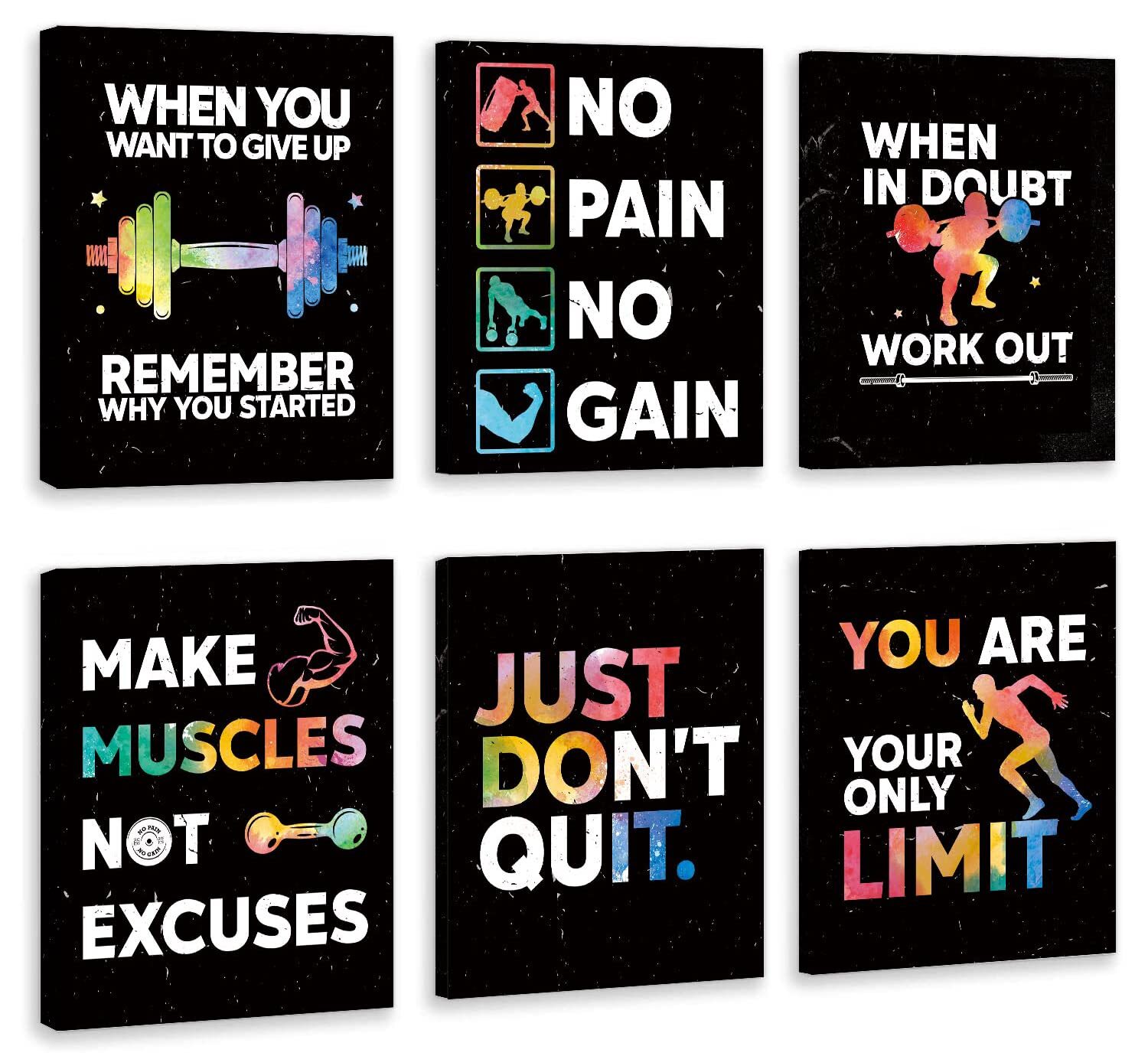 Motivational Gym Wall Art,Inspirational Workout Room Wall Decor, Motivational...