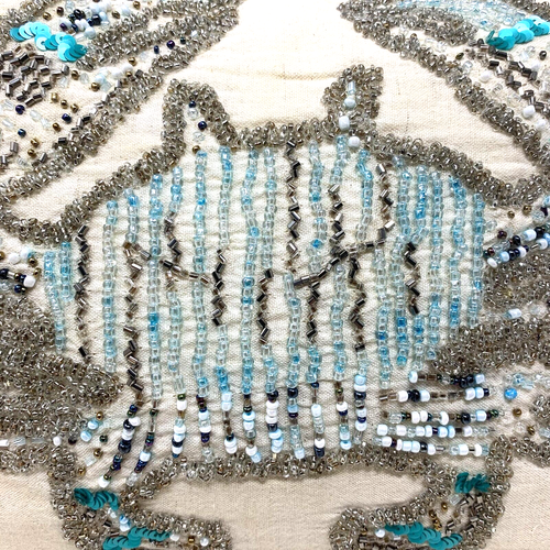Celerie Kemble Coastal Crab Pillow Seed Beaded Beach House Nautical Crustacean - Picture 2 of 8