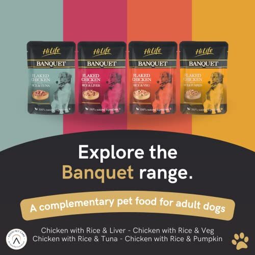 HiLife Banquet Dog Food Flaked Chicken with Rice and Tuna, 15 x 100 g