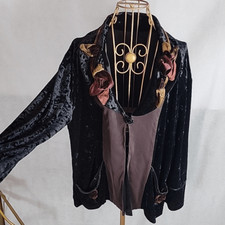 Rosettes  Vintage Crushed Velvet Cardigan with Rose Detail Size 10 Romantic