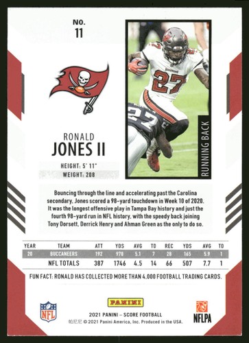 2021 Score #11 Ronald Jones II - 第 2/2 張圖片