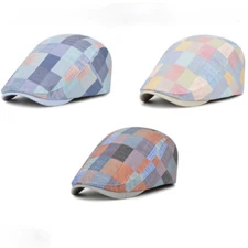 Mens Womens Gatsby Cap Hats Golf Flat Cabbie Newsboy Driving Plaid Summer Casual