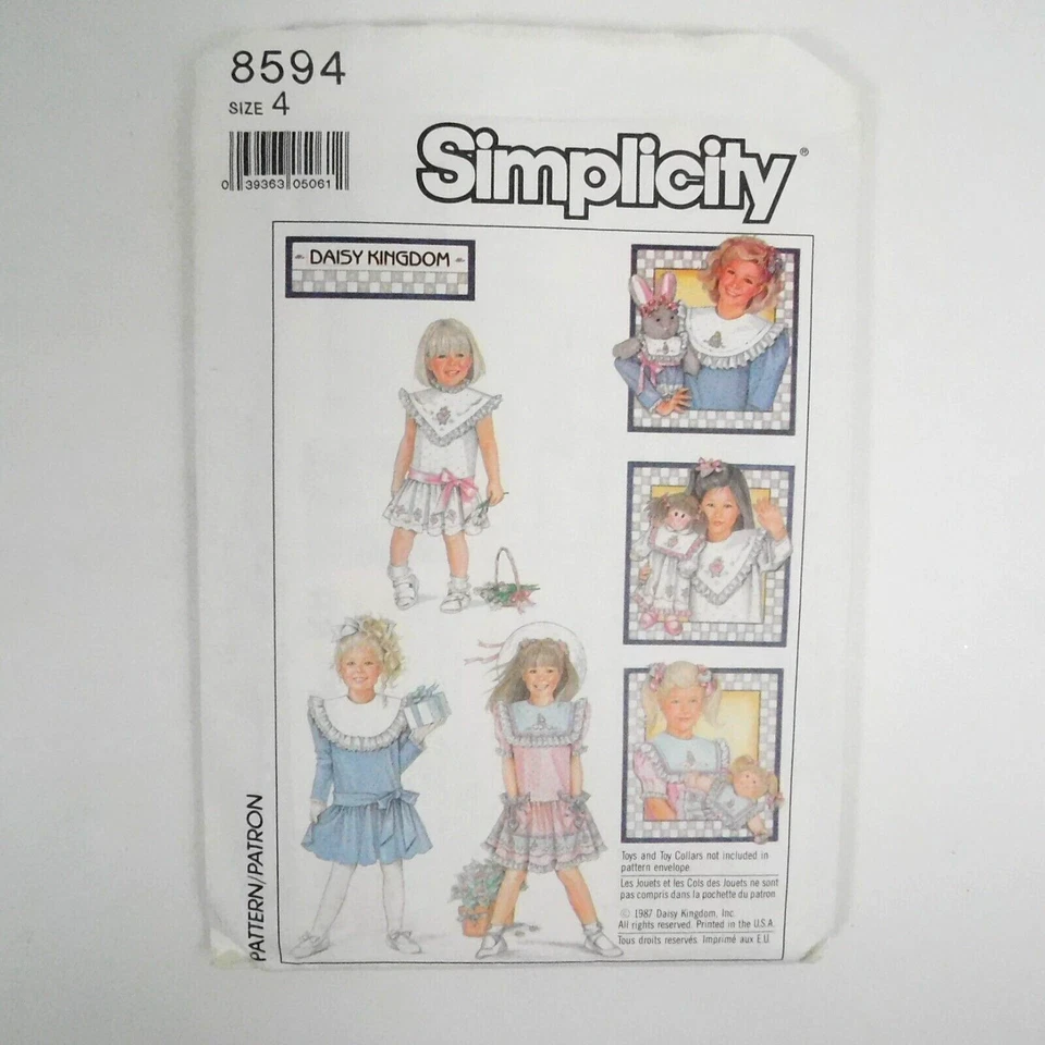 Simplicity 8594 Child Dress Pattern Size 4 Uncut Daisy Kingdom Drop Waist - Image 3 of 4