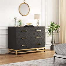 Wood Dresser for Bedroom with 6 Drawers Storage Cabinet Modern Chests of Drawer