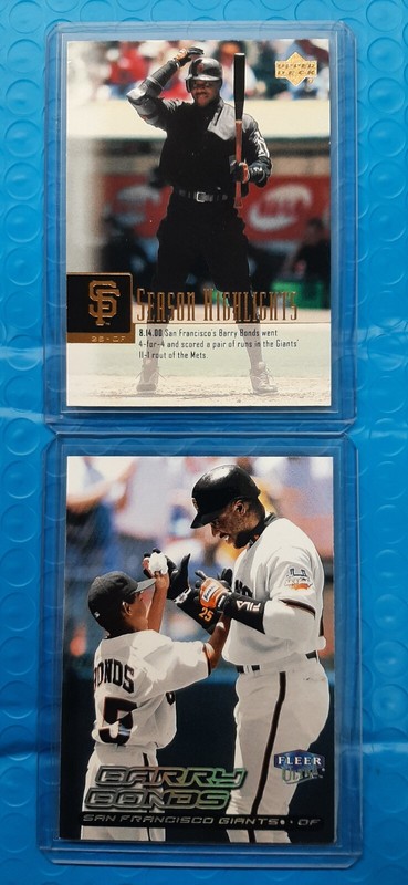 Barry Bonds 2001 Upper Deck #267 Season Highlights Checklist & 2000 Fleer Ultra