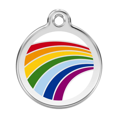 RED DINGO RAINBOW ENGRAVED DOG / CAT IDENTITY PERSONALISED TAG - 3 SIZES