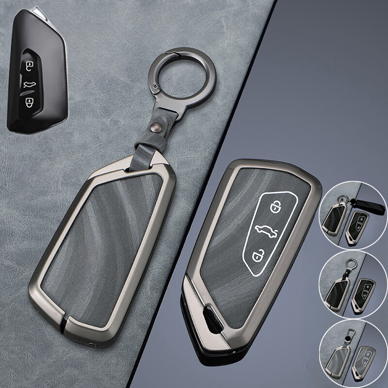 Zinc Alloy Leather Car Key Fob Case Cover For VW Golf 8 ID.4 MK4 MK8 Seat Skoda