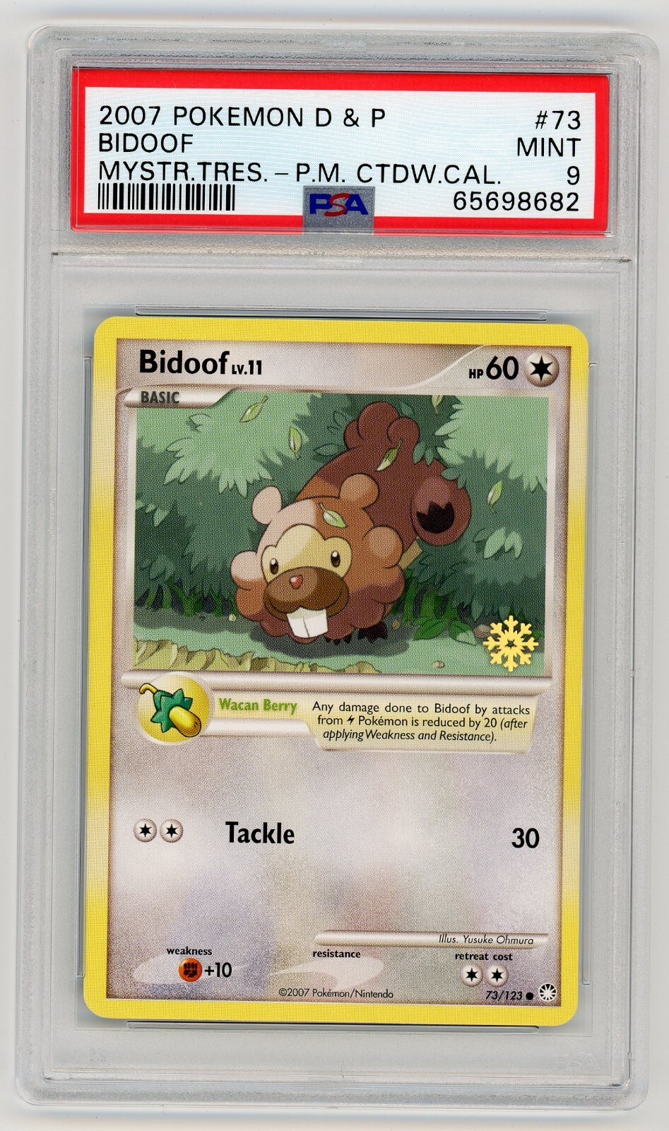 Pokemon Card Bidoof 73/123 Countdown Calendar Snowflake Promo PSA 9 MINT