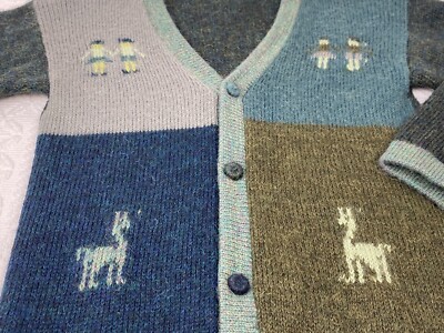 100% Baby Alpaca Wool Boy s Handmade in Peru Cardigan Sweater Kids Sz Small 5-6