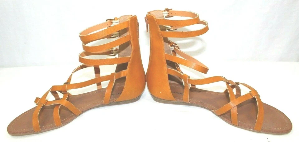 SEVENTH AVENUE womens roman sandals SZ 7 wide brown zip back 9 1/4 in insole NEW - Image 3 of 4