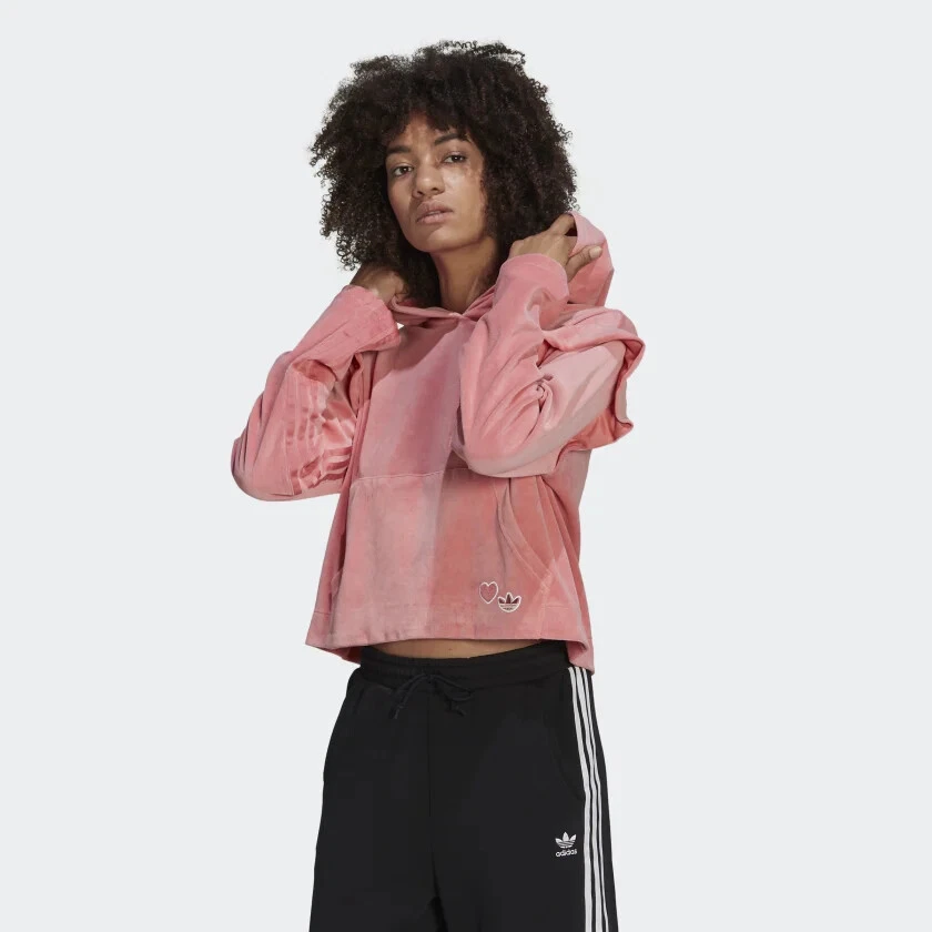 Abultar excitación Interprete NEW Valentine&#039;s Day Adidas Velour &#034;Hazy Rose&#034; Ruffle Pink  Hoodie GN3051 2XS XXS | eBay