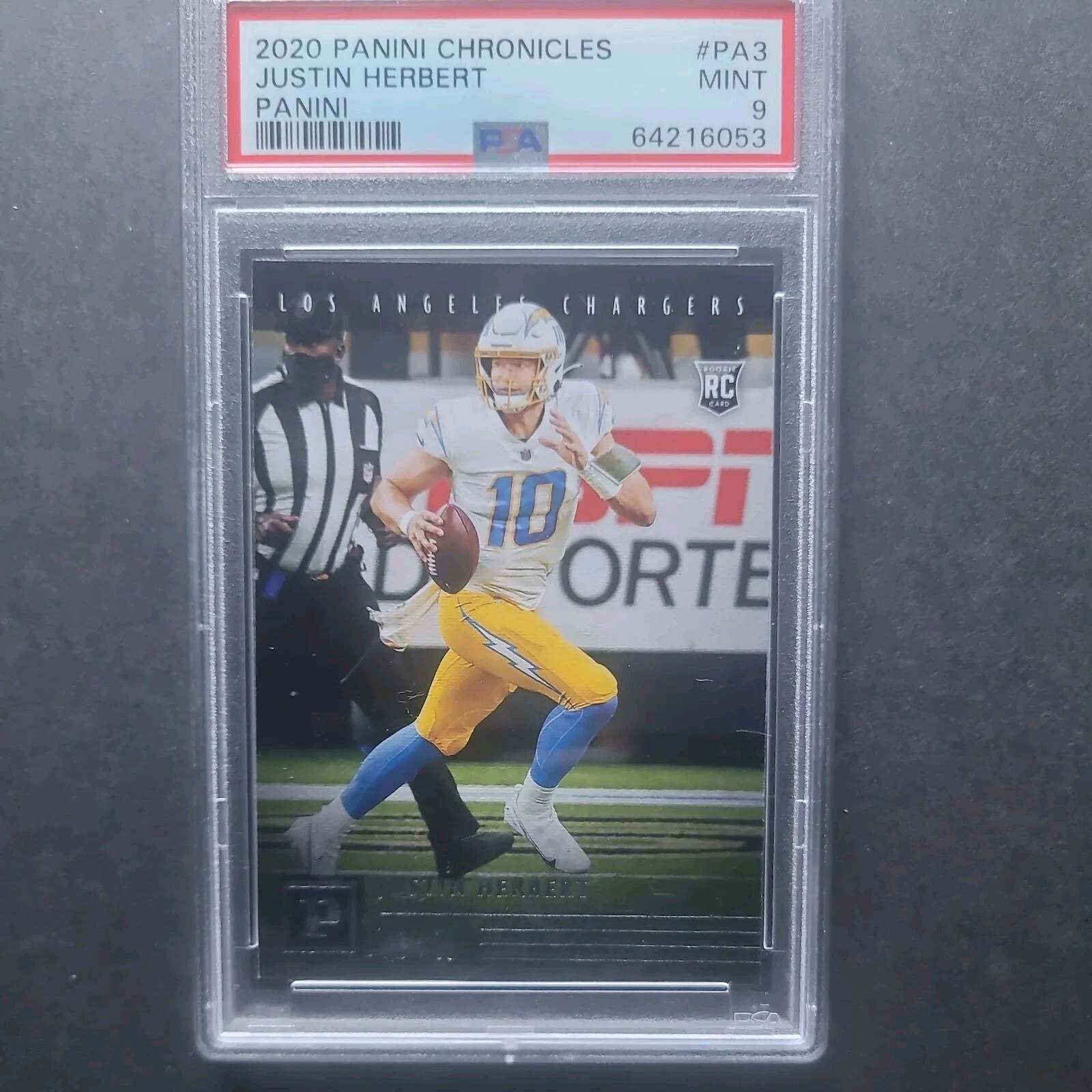 2020 Panini Chronicles Panini Justin Herbert #PA3 RC Chargers PSA 9