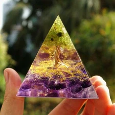 Amethyst Gemstone Orgone Pyramid Healing Energy Generator Reiki Large Orgonite
