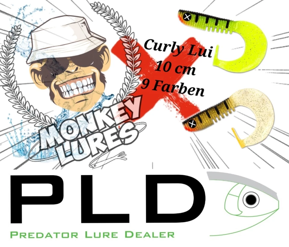 Monkey Lures Curly Lui 10 cm Gummifisch Twister Zander Barsch Hecht Köder