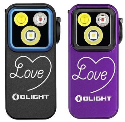 Olight Oclip Pro Love in Heart Black & Purple Bundle, 500 Lumens