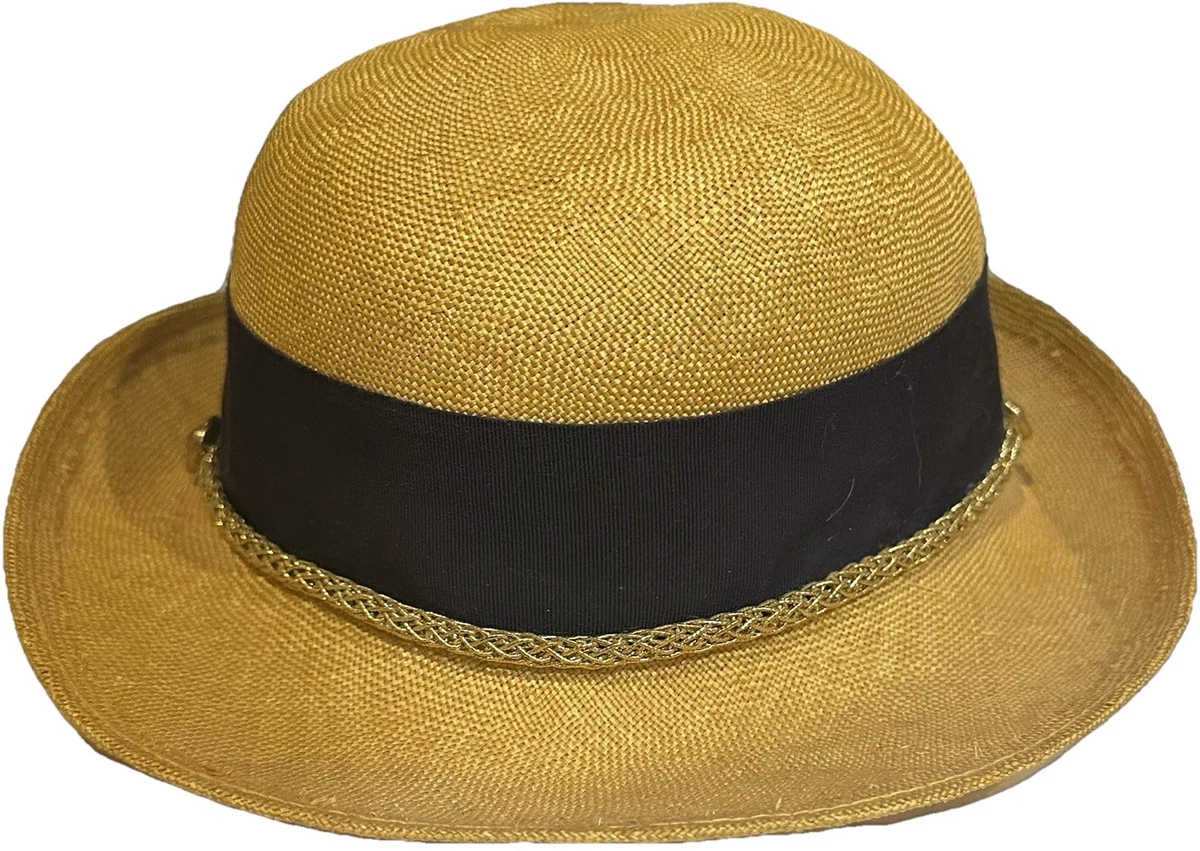 Vintage Leslie James Gold Cellophane Straw Boater Hat Champagne Shiny Mod 60s 60s Leslie James Green Cellophane Boater Hat Green Net - Etsy main image 3
