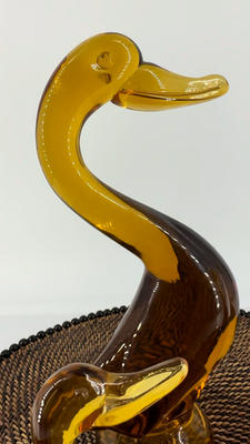 Viking Glass Amber Duck Set Epic MCM Art Glass Duck Figurines Set