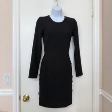 AQUA BLACK LONG-SLEEVE BODYCON MINI PENCIL DRESS, Little Black Dress, Size XS