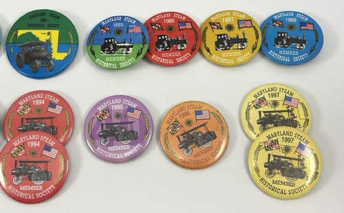 24 Spille Vintage Maryland Steam Historical Society 1980 - 2000 Spilla Pulsante - Foto 3 di 4