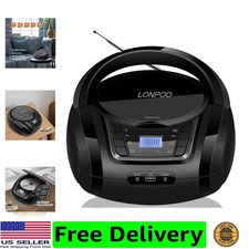 CD Player Portable Boombox with FM Radio/USB/Bluetooth/AUX Input and Earphone...