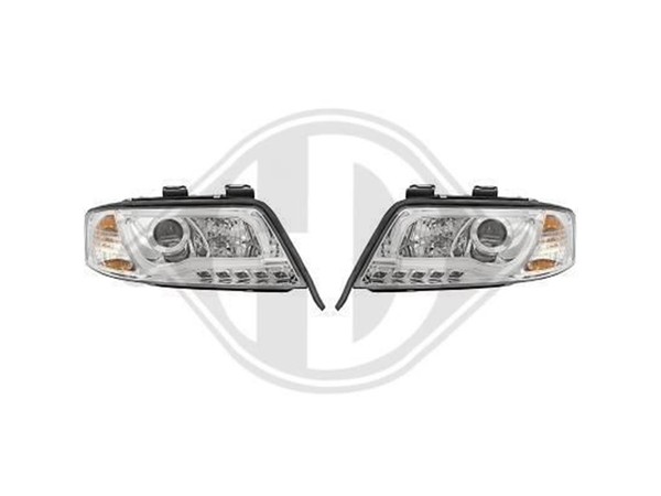 Designscheinwerfer Set FüR Audi A6 Tube Lights Klarglas/Chrom 1997-1999-image