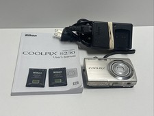 Nikon Coolpix S230 Silver Digital Camera With 2 Batteries And Charger