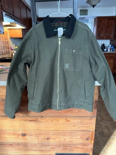 Topo Designs Mt. West Ranch Jacket Men's Green Canvas Lined Full Zip Size L - product listing photo